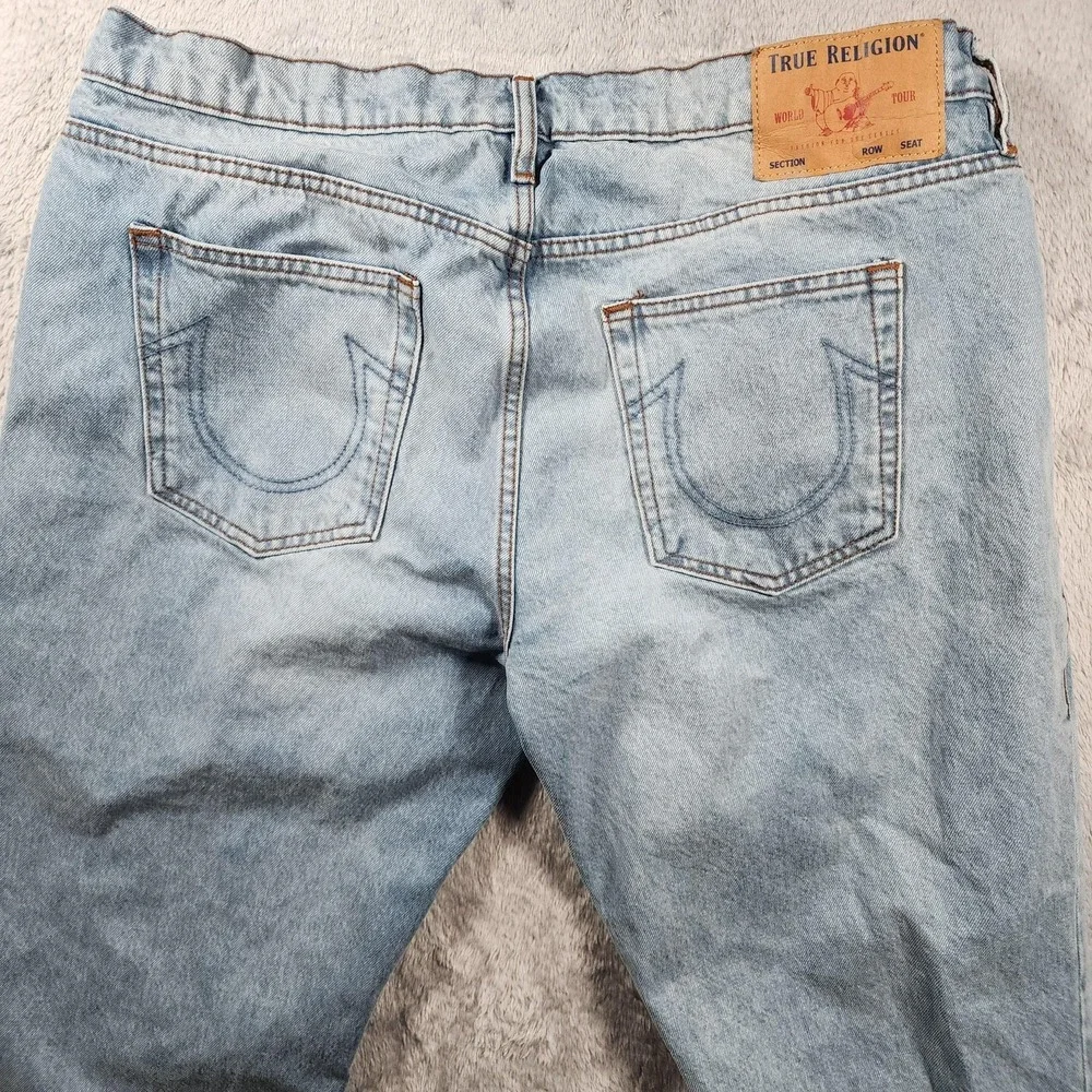 True Religion‎ Jeans Mens 38x32 Ricky Relaxed Straight Light Wash Blue Denim